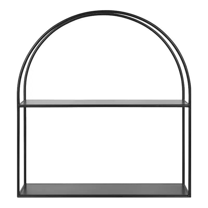 Scaffale ad arco in metallo Monroe nero da 24" x 26", moderno, design aperto, facile da montare
