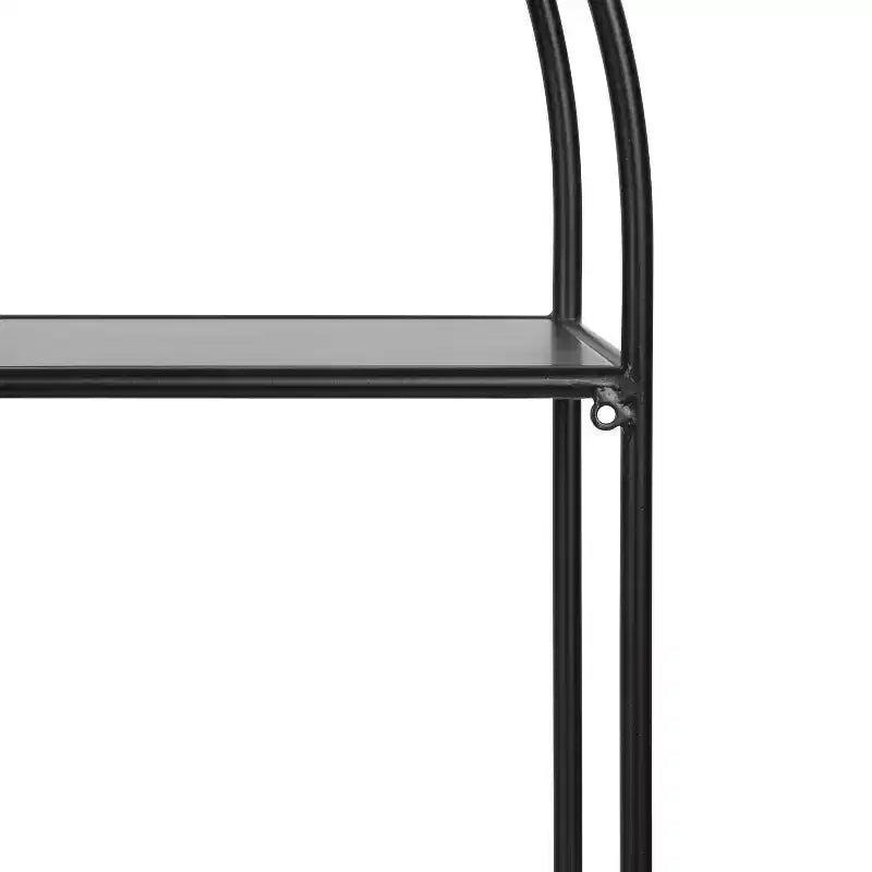 Scaffale ad arco in metallo Monroe nero da 24" x 26", moderno, design aperto, facile da montare