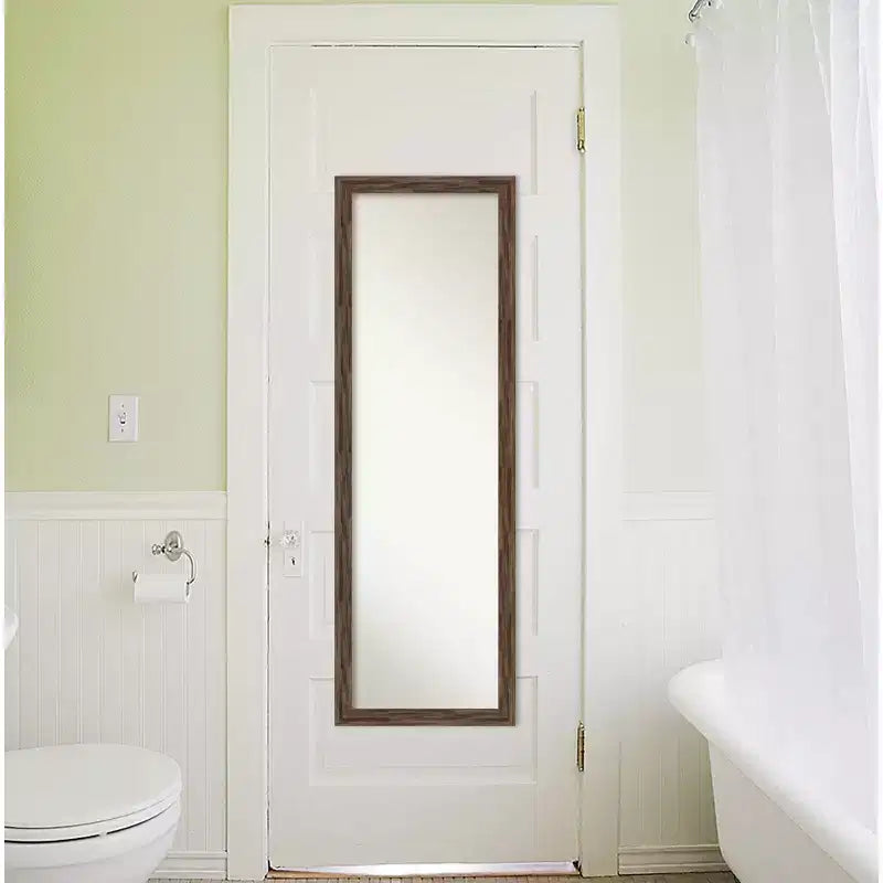 Specchio a figura intera Regis Narrow con cornice da 17" x 51", marrone chiaro, da porta/parete, cornice in legno