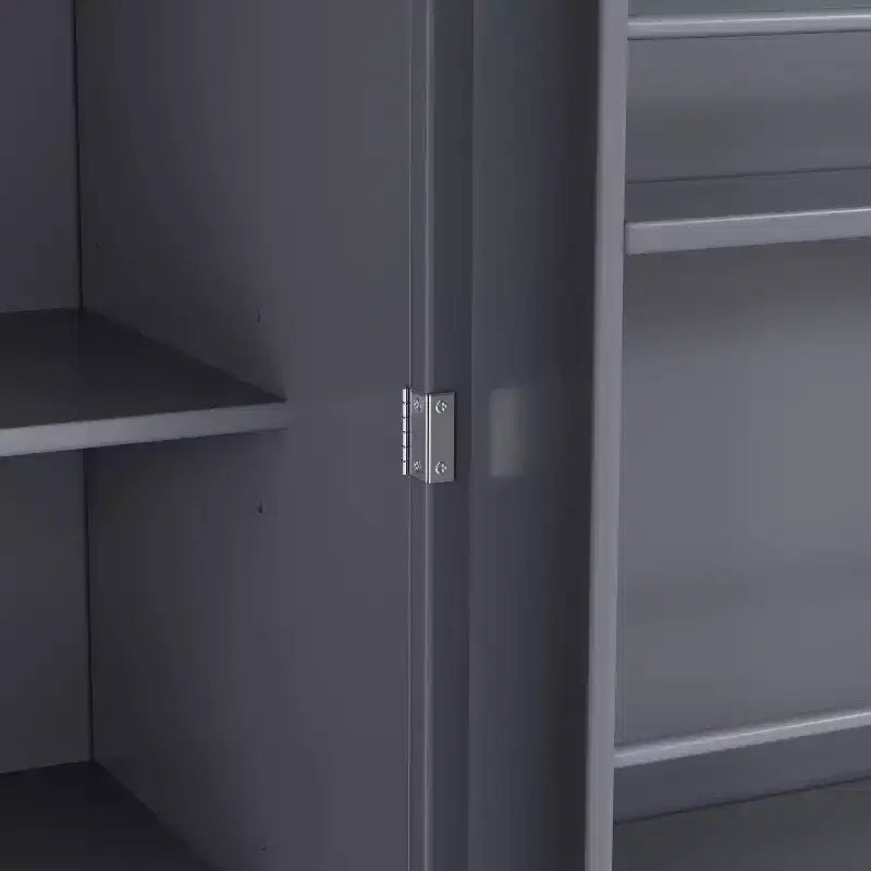 Dispensa da Cucina Autoportante, Armadietto con 3 Ripiani Regolabili, 3 Cassetti, 8 Ripiani Interni ad Anta