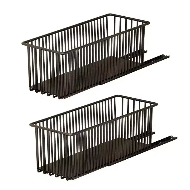 Organizer per mobili estraibili, confezione da 2 cassetti scorrevoli con cestello - in acciaio al carbonio resistente per cucina, bagno, sotto il lavello