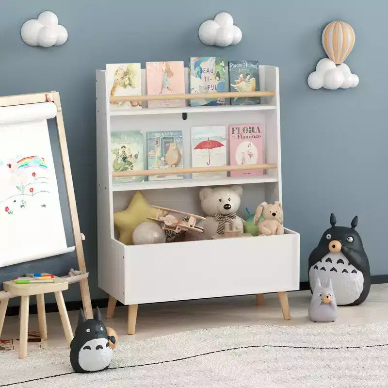 Libreria per bambini, Porta libri e riviste, Organizer per libri, Organizer mobiletto portaoggetti, Bianco
