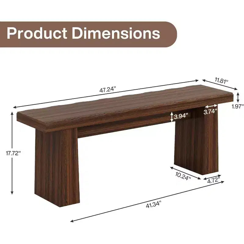 Panca in legno da ingresso, panca da tavolo da pranzo in legno da 120 cm con struttura robusta per cucina, camera da letto, soggiorno, corridoio, facile montaggio