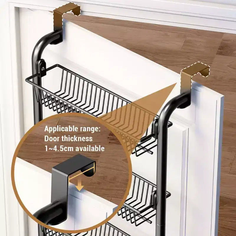 Organizzatore da Appendere alla Porta, Portaoggetti da Dispensa in Metallo a 6 Livelli, Organizer Sospeso per Porta con Cesti Regolabili per Cucina di Casa Lavanderia