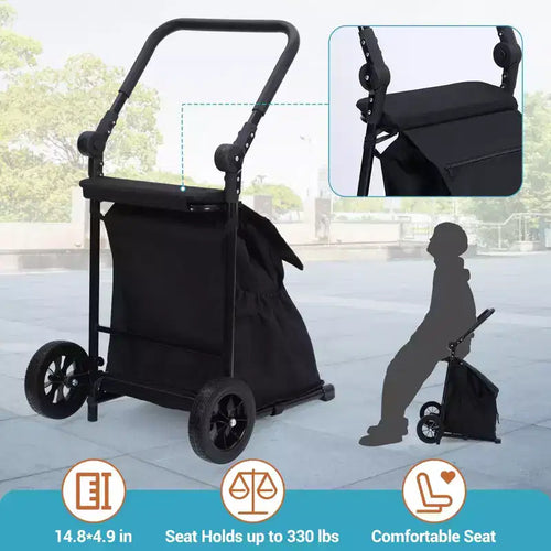Carrello Portapacchi Pieghevole 2 in 1, Carrello Pieghevole per la Spesa, Carrello Spesa Pieghevole Robusto con Borsa Impermeabile Rimovibile