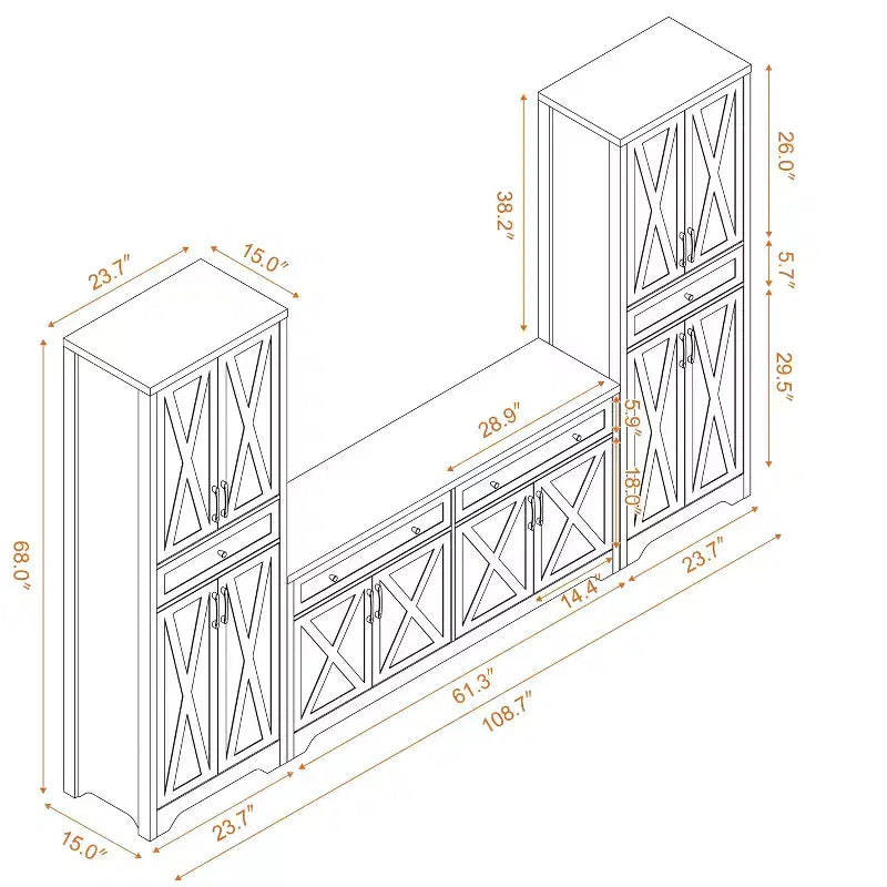 Mobile Credenza Combinata Multifunzionale, Armadio Contenitore di Grande Capacità per Soggiorno, Camera da Letto, Ufficio