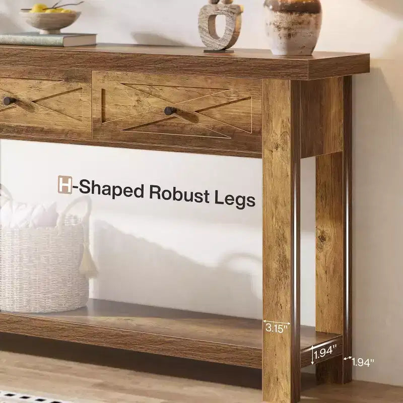 Tavolo Consolle da 70.9 pollici con 3 Cassetti, Tavolo da Ingresso Stile Rustico con Ripiano Contenitore, Tavolo da Divano Dietro al Divano per Corridoio, Foyer