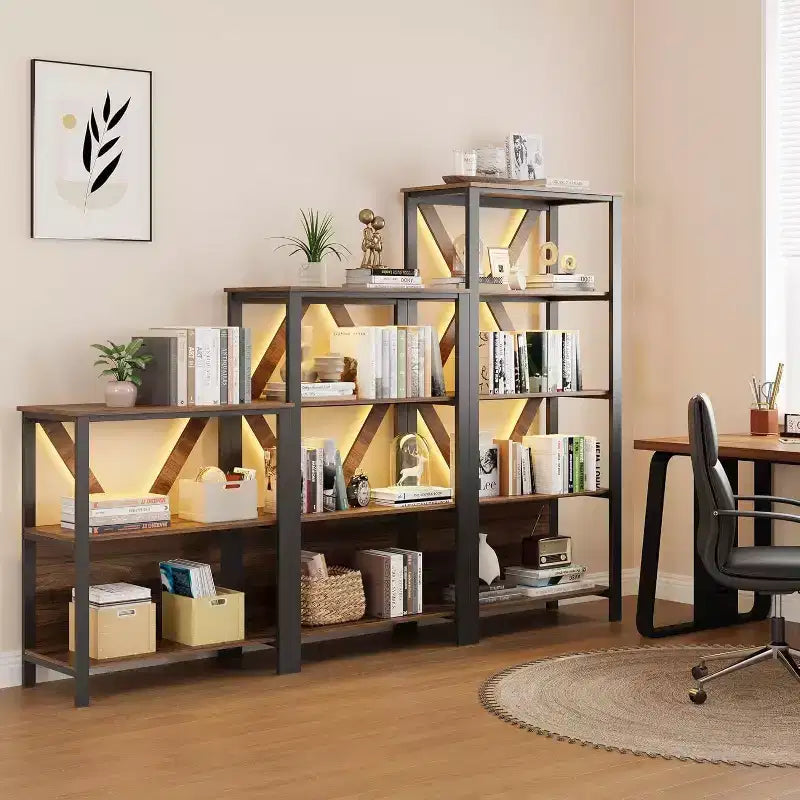 Libreria Industriale, Scaffale Espositore Moderno in Metallo per Soggiorno, Ufficio