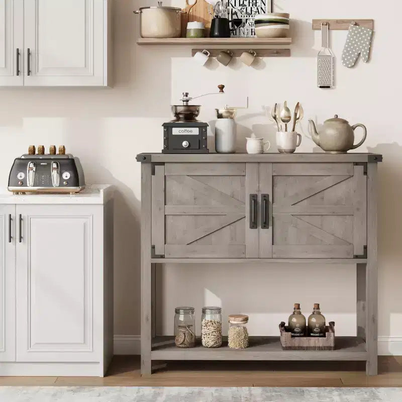 Tavolini da Divano con Doppia Anta, Tavolo Consolle con Scaffale Contenitore e Scaffale Aperto, Tavolo Consolle in Legno, Tavolo da Ingresso per Cucina, Sala da Pranzo