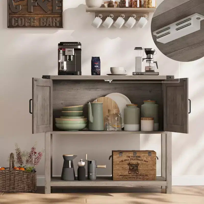 Tavolini da Divano con Doppia Anta, Tavolo Consolle con Scaffale Contenitore e Scaffale Aperto, Tavolo Consolle in Legno, Tavolo da Ingresso per Cucina, Sala da Pranzo