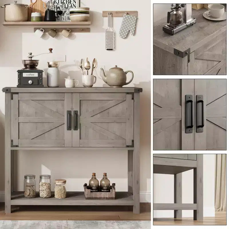 Tavolini da Divano con Doppia Anta, Tavolo Consolle con Scaffale Contenitore e Scaffale Aperto, Tavolo Consolle in Legno, Tavolo da Ingresso per Cucina, Sala da Pranzo