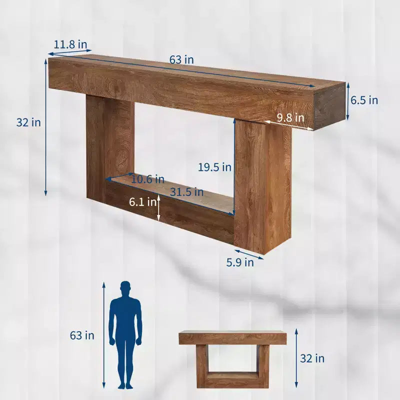 Consolle lunga 63" per ingresso - Tavolo da divano in stile rustico per retro-divano, tavolo da corridoio e soggiorno, tavolo da ingresso in legno rustico per atrio, decorazione per la casa