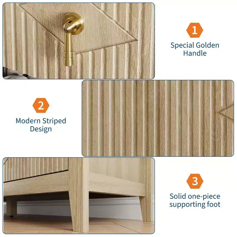 Comò a 7 cassetti per camera da letto, cassettiera in legno da 54" con maniglie in metallo, organizer scanalato per vestiti, mobile TV per corridoio