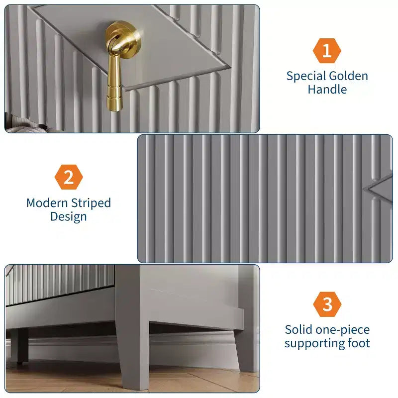 Comò a 7 cassetti per camera da letto, cassettiera in legno da 54" con maniglie in metallo, organizer scanalato per vestiti, mobile TV per corridoio