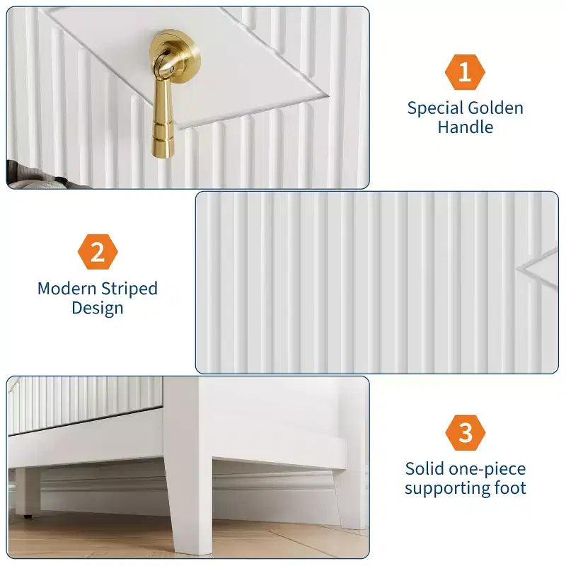 Comò a 7 cassetti per camera da letto, cassettiera in legno da 54" con maniglie in metallo, organizer scanalato per vestiti, mobile TV per corridoio