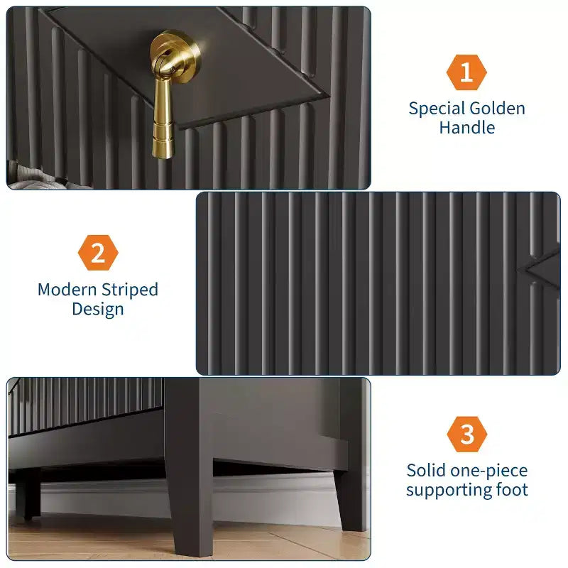 Comò a 7 cassetti per camera da letto, cassettiera in legno da 54" con maniglie in metallo, organizer scanalato per vestiti, mobile TV per corridoio