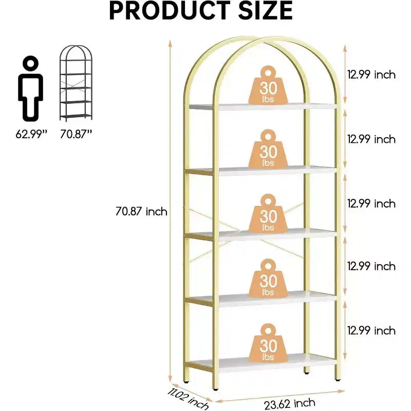 Libreria Alta a 6 Ripiani, Scaffale Organizer in Metallo e Legno, Scaffale Espositivo Industriale per Casa Ufficio, Soggiorno, Confezione da 2