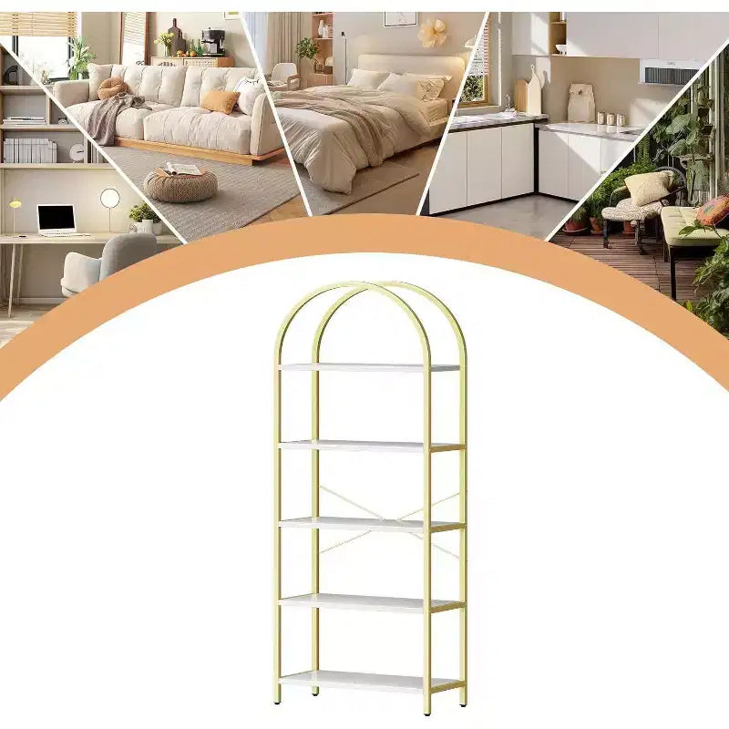 Libreria Alta a 6 Ripiani, Scaffale Organizer in Metallo e Legno, Scaffale Espositivo Industriale per Casa Ufficio, Soggiorno, Confezione da 2