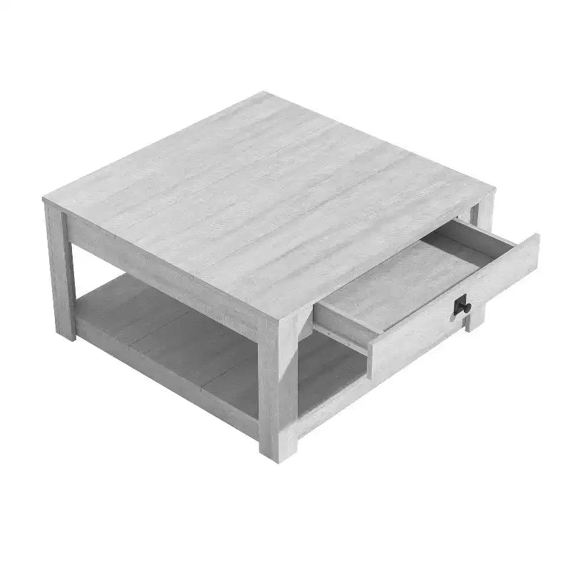 Tavolino da caffè in legno con cassetto contenitore 80 L 80 P 41,4 A