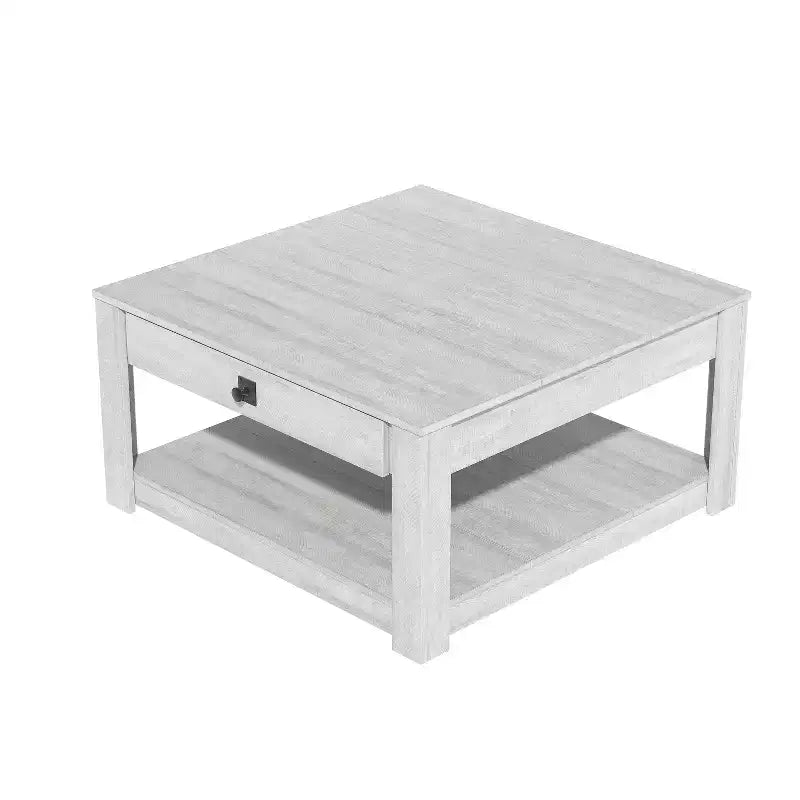 Tavolino da caffè in legno con cassetto contenitore 80 L 80 P 41,4 A