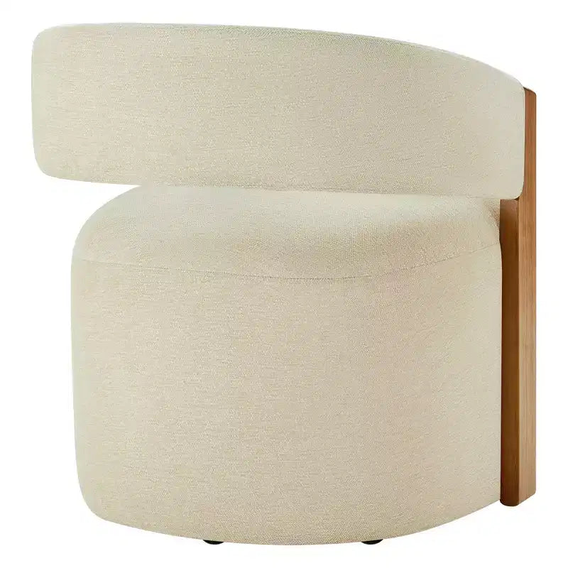 Sedia da pranzo imbottita con braccioli in legno e ruote a scomparsa