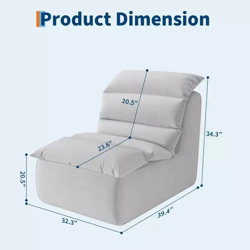 Poltrona a Sacco, Divano da Terra con Schiuma ad Alta Resilienza, Base Antiscivolo, Poltrone Pouf per Adulti, Poltrona da Caminetto per Soggiorno Camera da Letto