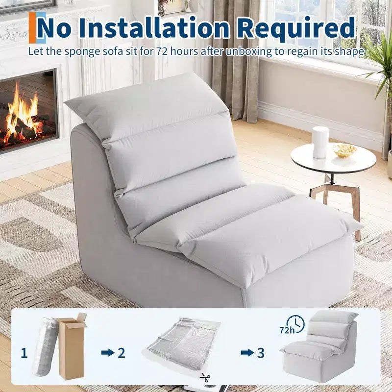 Poltrona a Sacco, Divano da Terra con Schiuma ad Alta Resilienza, Base Antiscivolo, Poltrone Pouf per Adulti, Poltrona da Caminetto per Soggiorno Camera da Letto