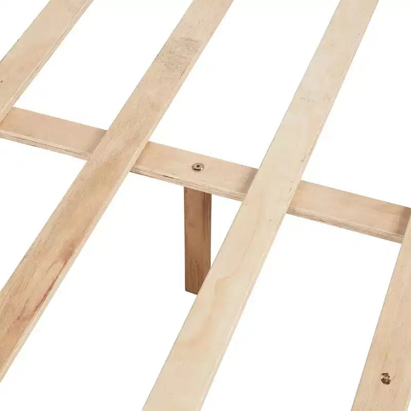 Letto in legno con testiera imbottita e struttura rinforzata