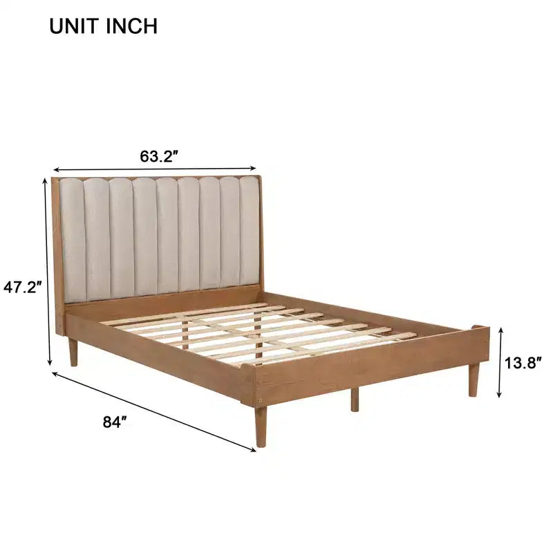 Letto in legno con testiera imbottita e struttura rinforzata