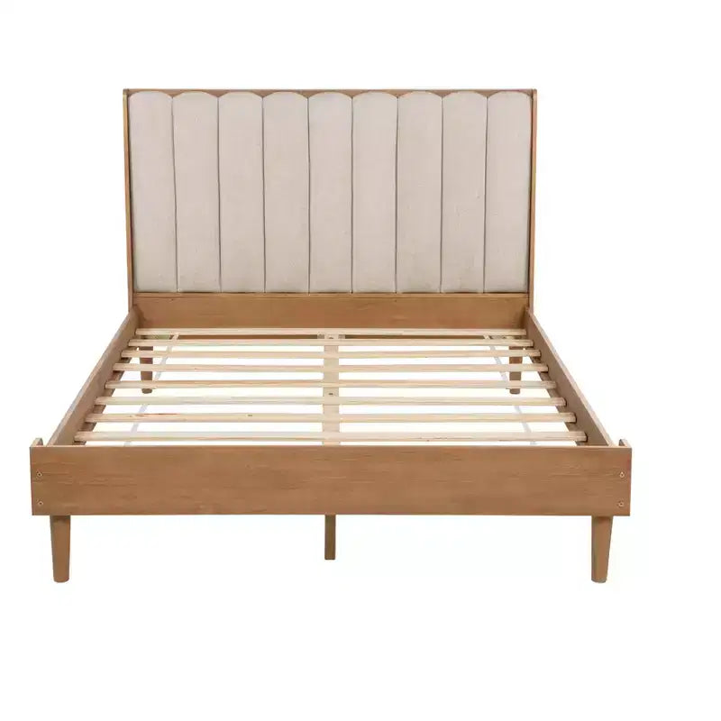 Letto in legno con testiera imbottita e struttura rinforzata