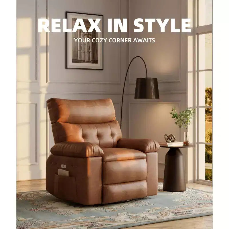 Poltrone Reclinabili Oversize con Funzione Riscaldante e Massaggiante - Poltrona Reclinabile Girevole a 360° per Adulti - Poltrona a Dondolo Manuale