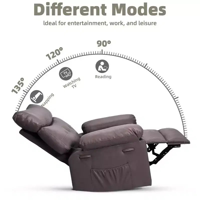 Poltrone Reclinabili Oversize con Funzione Riscaldante e Massaggiante - Poltrona Reclinabile Girevole a 360° per Adulti - Poltrona a Dondolo Manuale