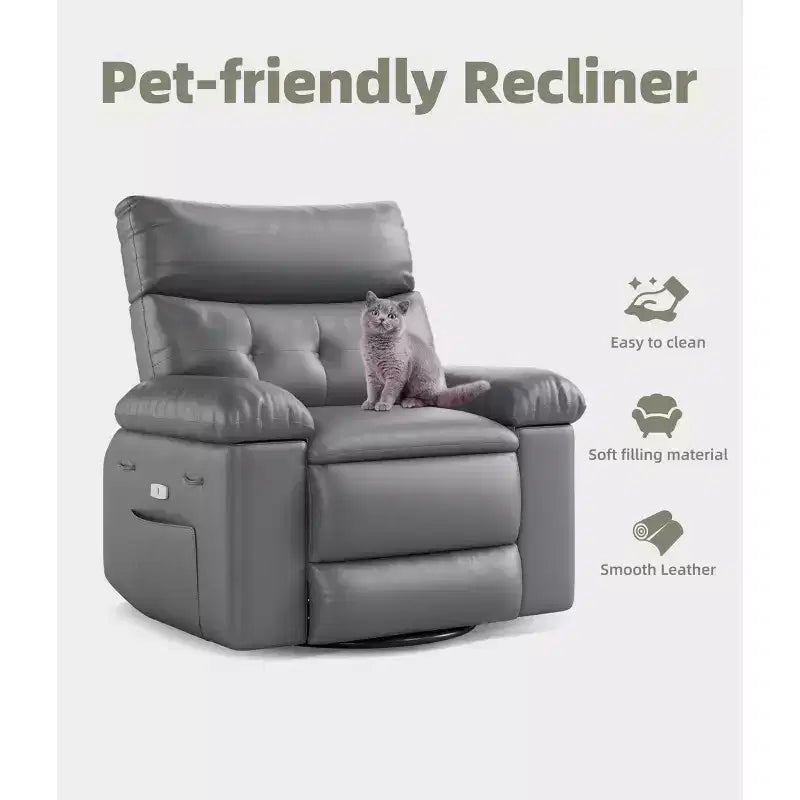 Poltrone Reclinabili Oversize con Funzione Riscaldante e Massaggiante - Poltrona Reclinabile Girevole a 360° per Adulti - Poltrona a Dondolo Manuale