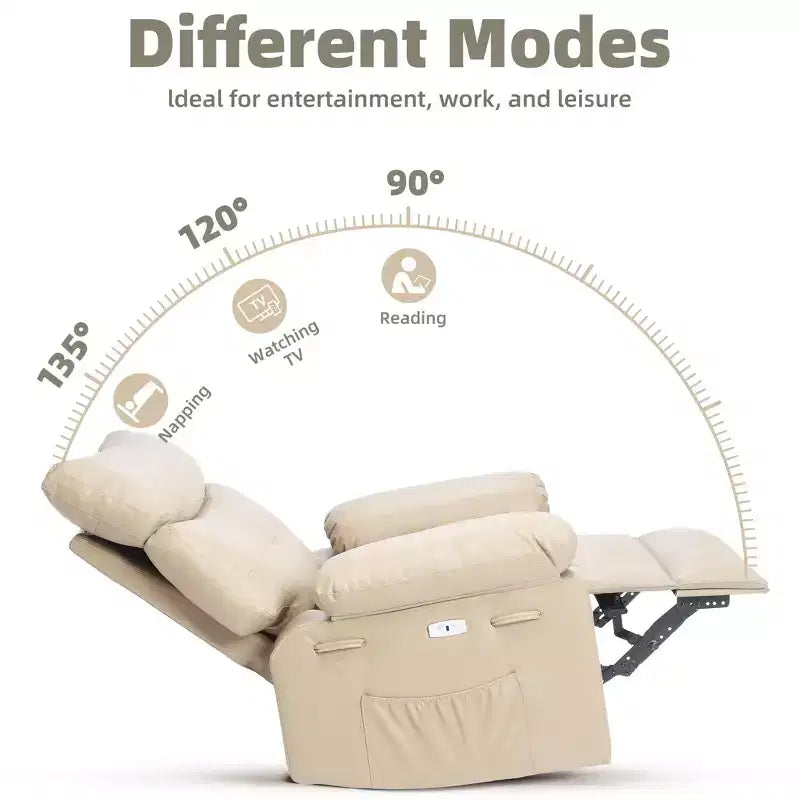 Poltrone Reclinabili Oversize con Funzione Riscaldante e Massaggiante - Poltrona Reclinabile Girevole a 360° per Adulti - Poltrona a Dondolo Manuale