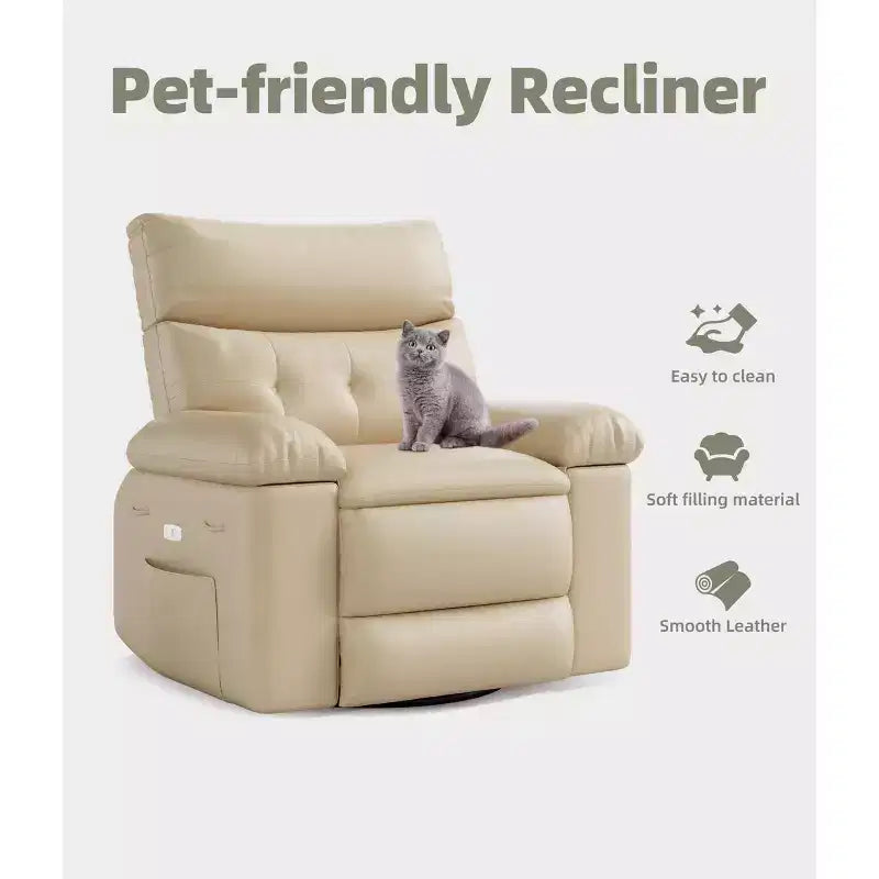 Poltrone Reclinabili Oversize con Funzione Riscaldante e Massaggiante - Poltrona Reclinabile Girevole a 360° per Adulti - Poltrona a Dondolo Manuale