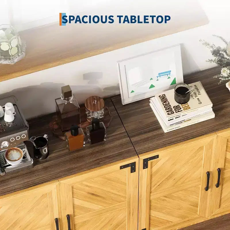Mobile Contenitore Farmhouse 31.5 - Consolle per Caffè con Ripiano Regolabile e Ante per Cucina, Soggiorno, Nero Marrone