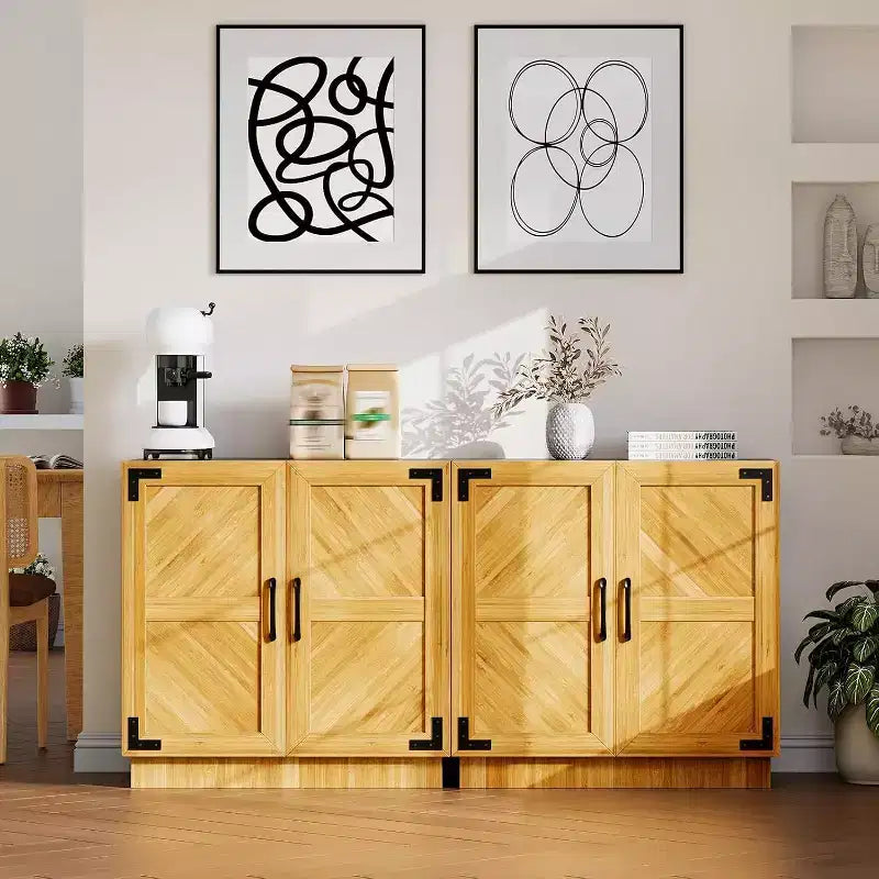 Mobile Contenitore Farmhouse 31.5 - Consolle per Caffè con Ripiano Regolabile e Ante per Cucina, Soggiorno, Nero Marrone