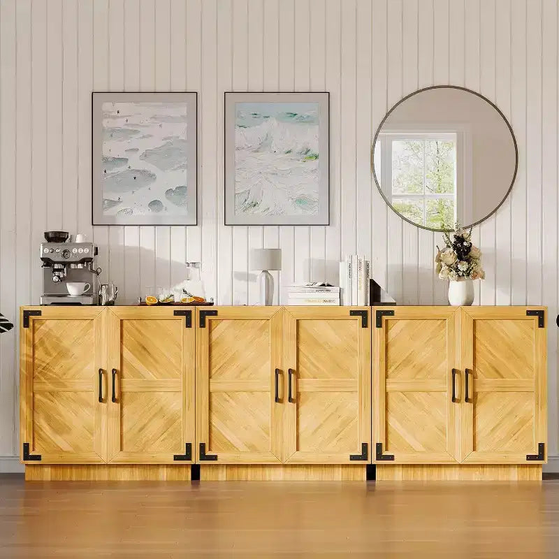 Mobile Contenitore Farmhouse 31.5 - Consolle per Caffè con Ripiano Regolabile e Ante per Cucina, Soggiorno, Nero Marrone
