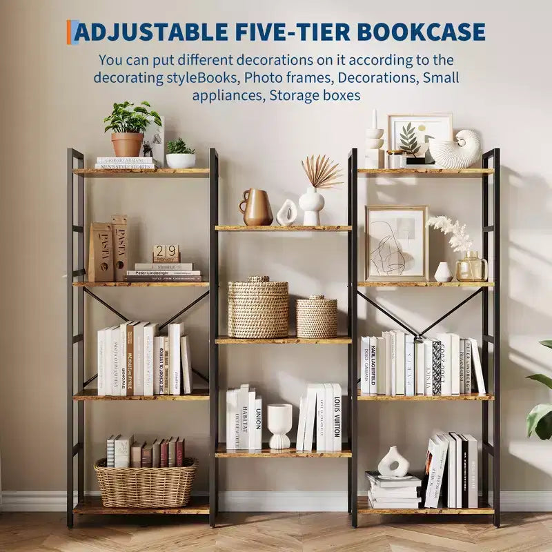 Libreria a 4 livelli con 11 ripiani aperti, libreria ampia a tripla colonna per casa e ufficio, organizer spazioso ed elegante