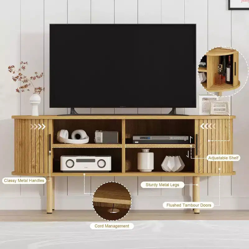 Mobile TV 65 Pollici, Mobile Porta TV con Contenitore, Moderno Centro di Intrattenimento per Soggiorno, Corridoio, Camera da Letto