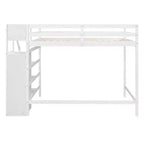 Letto a soppalco in legno a grandezza naturale con armadio e scala integrati, letto a soppalco multifunzionale con scala e ringhiere