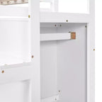Letto a soppalco in legno a grandezza naturale con armadio e scala integrati, letto a soppalco multifunzionale con scala e ringhiere
