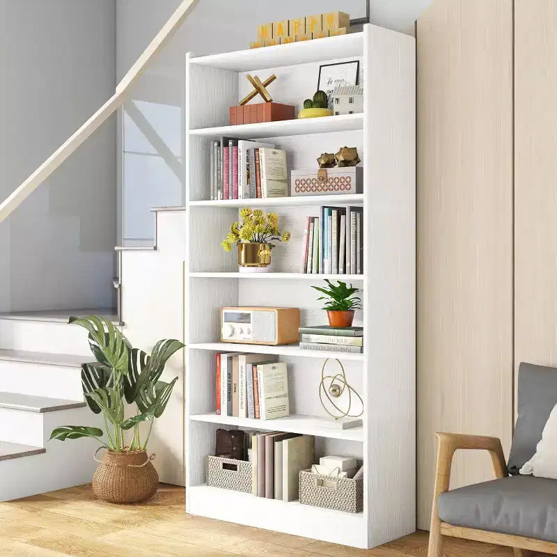 Libreria alta 78 pollici, libreria moderna a 7 ripiani con mensole, grande scaffale espositivo aperto per soggiorno, ufficio