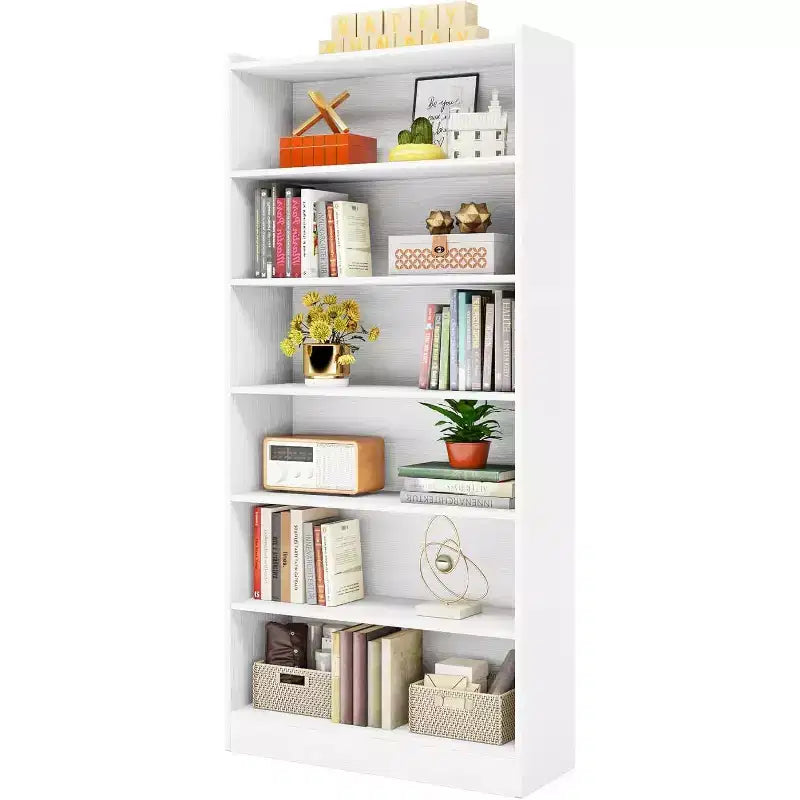 Libreria alta 78 pollici, libreria moderna a 7 ripiani con mensole, grande scaffale espositivo aperto per soggiorno, ufficio