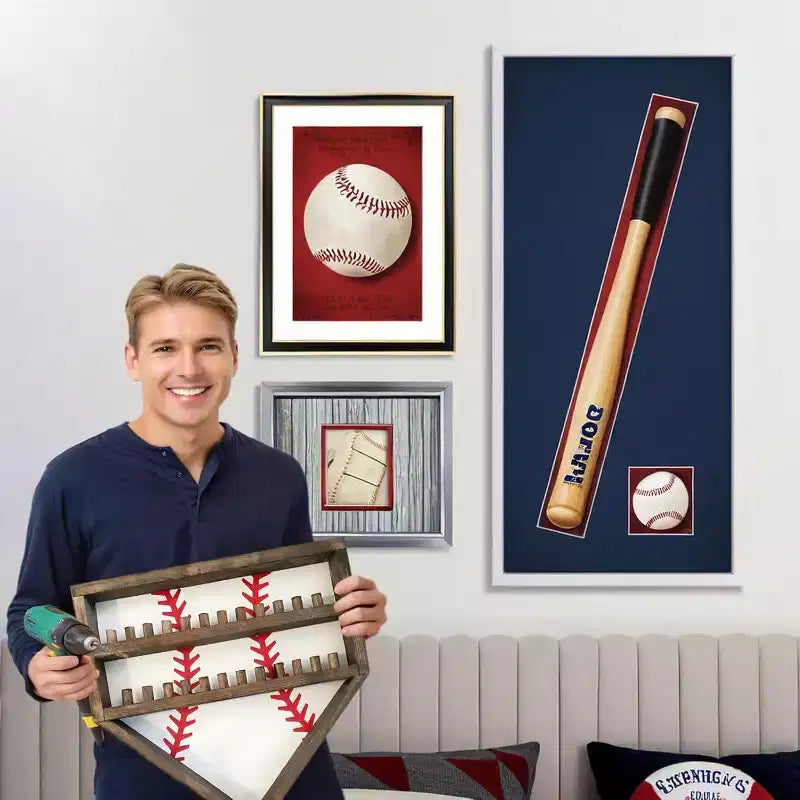 Espositore per Anelli da Baseball, Supporto in Legno per Anelli da Baseball Espositore per Anelli da Campionato di Softball, Supporto da Parete per Anelli da Baseball Organizer per Medaglie Souvenir