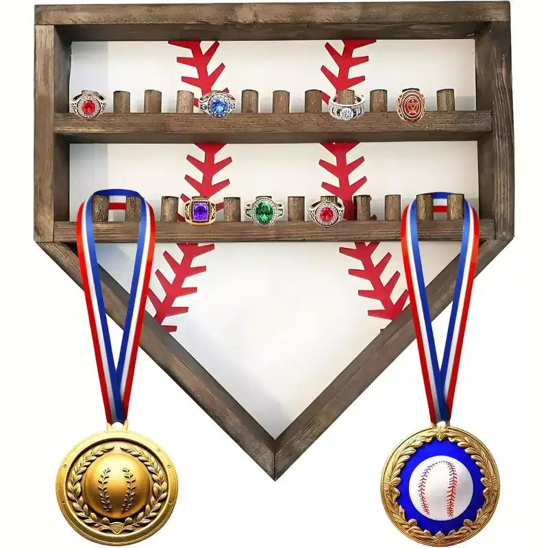 Espositore per Anelli da Baseball, Supporto in Legno per Anelli da Baseball Espositore per Anelli da Campionato di Softball, Supporto da Parete per Anelli da Baseball Organizer per Medaglie Souvenir