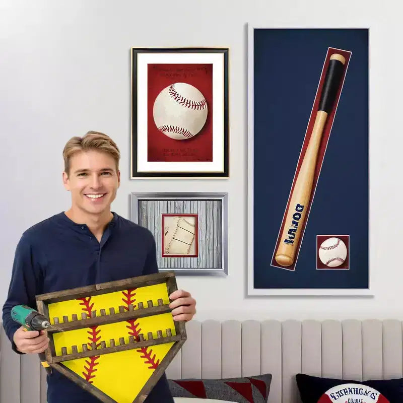 Espositore per Anelli da Baseball, Supporto in Legno per Anelli da Baseball Espositore per Anelli da Campionato di Softball, Supporto da Parete per Anelli da Baseball Organizer per Medaglie Souvenir