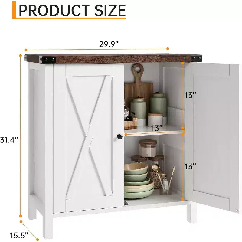 Credenza da Buffet, Mobile Contenitore da 60 con 2 Armadietti e Ripiano Aperto, Credenza Console per Soggiorno, Sala da Pranzo, Corridoio