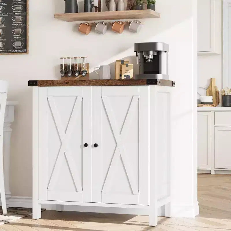 Credenza da Buffet, Mobile Contenitore da 60 con 2 Armadietti e Ripiano Aperto, Credenza Console per Soggiorno, Sala da Pranzo, Corridoio