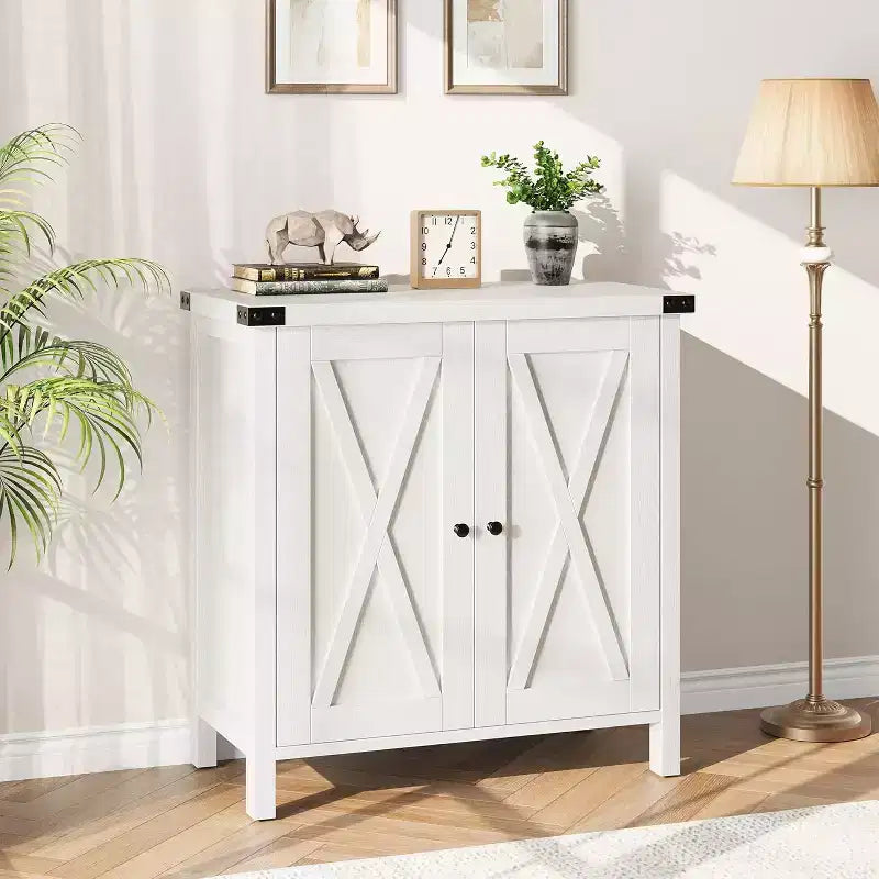 Credenza da Buffet, Mobile Contenitore da 60 con 2 Armadietti e Ripiano Aperto, Credenza Console per Soggiorno, Sala da Pranzo, Corridoio